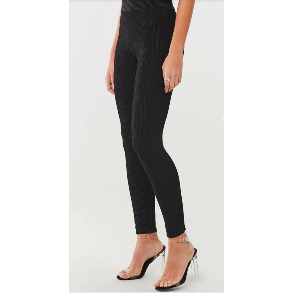 Metallic Ribbed Leggings